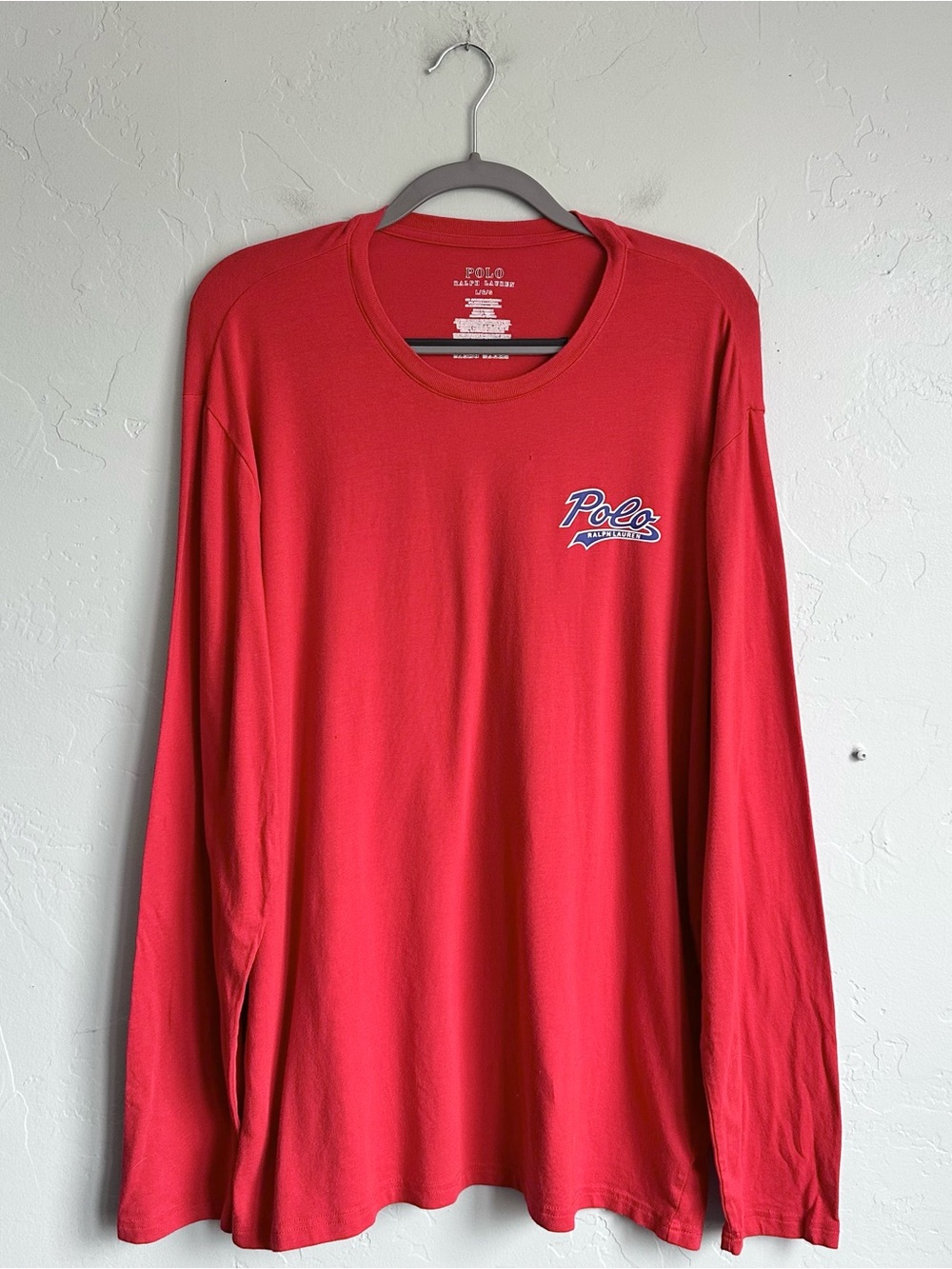 Polo by Ralph Lauren Red Long Sleeve Crewneck with Chest Script Logo